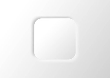 Neumorfik kare. Boş pankart. Uzayı kopyala Beyaz geometrik şekil, gölgesi ve vektör illüstrasyonuyla yumuşak bir 3B tarzında