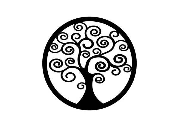 Árbol Sagrado Árbol Redondo Icono Vida Logotipo Natural Ecología Del — Archivo Imágenes Vectoriales