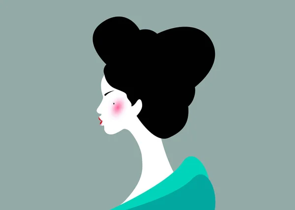 Portrait Jeune Fille Japonaise Une Ancienne Coiffure Geisha Maiko Princesse — Image vectorielle
