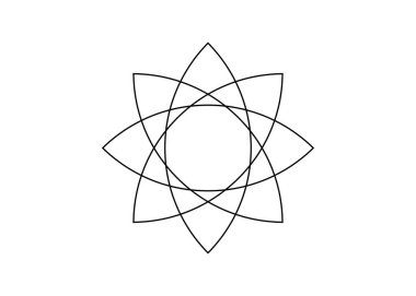 Nilüfer çiçeği mandala, yaşam sembolü Kutsal Geometri. Simya ezoterik çiçeğinin logo simgesi Geometrik mistik mandala. Siyah vektör çizgili sanat dövmesi. İlahi meditasyon tılsımı. Beyazın üzerinde izole edilmiş. 