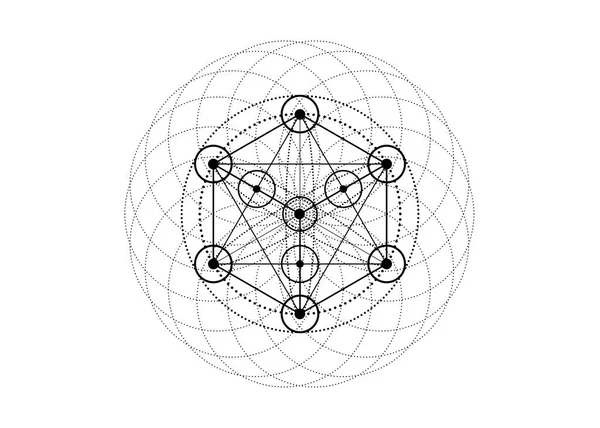 Kultovní Znak Alchymie Metatronova Kostka Květ Života Posvátná Geometrie Grafický — Stockový vektor