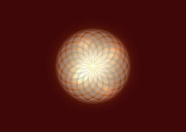 mother of pearl Lotus, Flower of Life. Sacred Geometry. Symbol of Harmony and Balance. Sign of purity. White Flower logo design vector isolated on dark red background