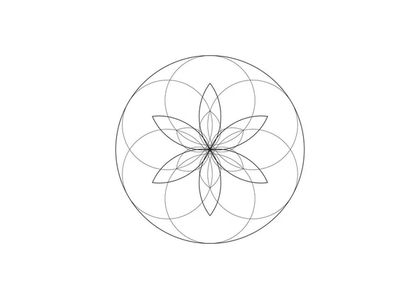 Λουλούδι Της Ζωής Σύμβολο Ιερή Γεωμετρία Λογότυπο Εικονίδιο Στρογγυλή Γραμμή — Διανυσματικό Αρχείο