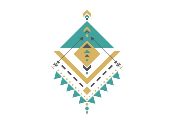 Coloré Mexicain Aztèque Tribal Design Logo Géométrie Sacrée Isolé Sur — Image vectorielle