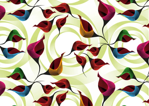 아프리카 프린트 디자인 부족의 모티프 색상의 Ankara 스타일의 반사기 꽃으로 — 스톡 벡터