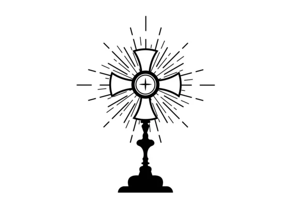 Monstrance Ostensorium Used Roman Catholic Old Catholic Anglican Ceremony Traditions — Stock Vector