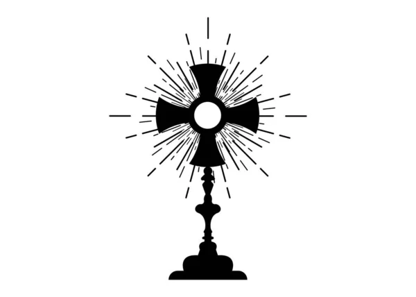 Monstrance Ostensorium Utilisé Dans Les Traditions Cérémonie Catholique Romaine Vieux — Image vectorielle