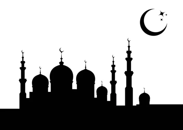 Ramadan Kareem Banner Kortmall Islamiska Moskén Siluett Grafisk Design Halvmåne — Stock vektor