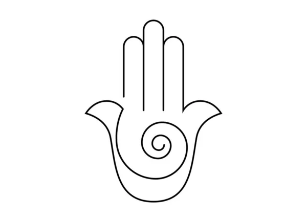 Хамсова Ручна Спіральна Ікона Лінійний Арт Вектор Єврейський Релігійний Знак — стоковий вектор