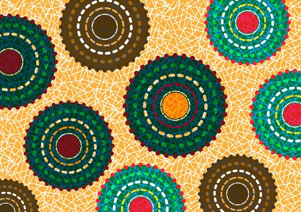 African Wax Print Stoff Ethnische Handgefertigte Ornamente Für Ihr Design — Stockvektor