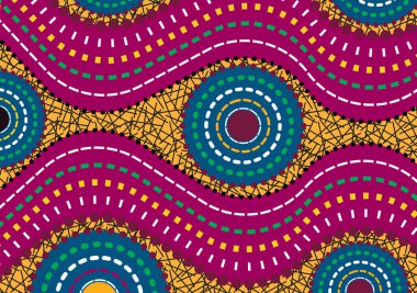 Afrika Balmumu Yazdırma Kumaşı, Etnik el yapımı süs, Etnik ve kabile motifleri geometrik elementler. Vektör dokusu, afro tekstil Ankara moda tarzı. Pareo elbise, batik stili.