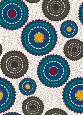 Kusursuz Afrika Ağdası Kumaşı, Etnik el yapımı süs, Etnik ve kabile motifleri geometrik elementler vektör dokusu, afro tekstil Ankara moda tarzı. Pareo paket elbise batik tarzı