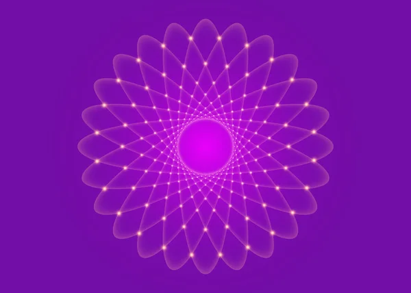 Bright Purple Lotus Flower Life Sacred Geometry Symbol Harmony Balance — Stock Vector