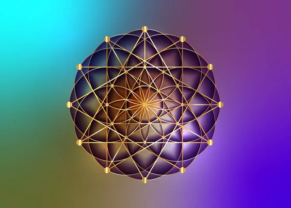 Bunga Kehidupan Simbol Metatron Merkaba Geometri Suci Logo Icon Geometric - Stok Vektor