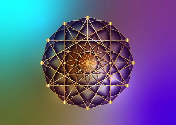 Livets Blomma Symbol Metatron Merkaba Helig Geometri Logotypikon Geometrisk Mystisk — Stock vektor