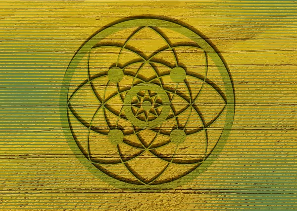 Kręgi Zbożowe Zielonej Trawie Święta Geometria Ezoteryczny Kwiat Życia Wektor — Wektor stockowy
