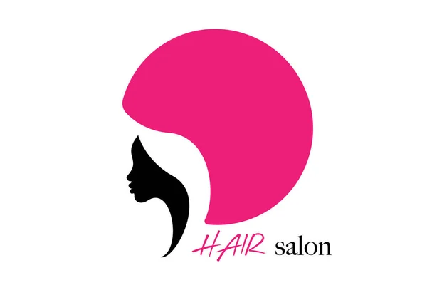 Logo Tasarımı Kuaför Salonu Güzellik Kadın Yüz Profili Saç Kurutma — Stok Vektör