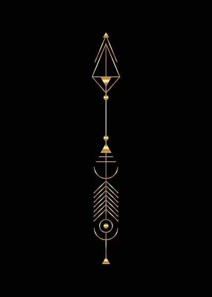 Золотая Стрела Роскошный Дизайн Векторный Минимализм Тотем Сакральной Геометрии Элементы — стоковый вектор