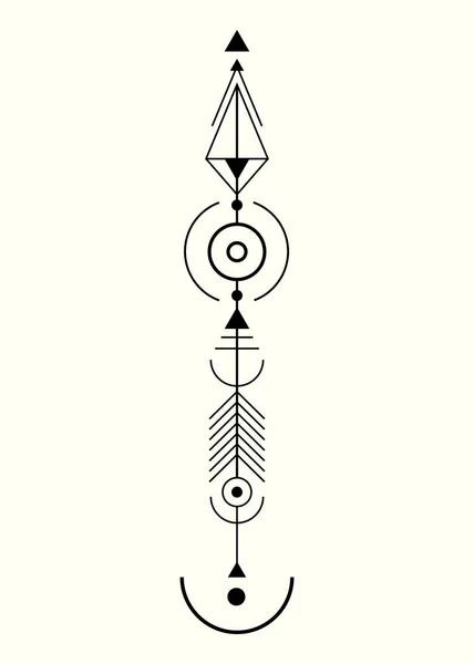 Seta Gráfica Para Design Tatuagem Totem Minimalista Vetorial Geometria Sagrada — Vetor de Stock