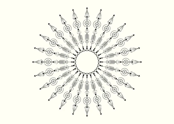 Mandala Graficznymi Strzałkami Etnicznymi Projekt Tatuażu Wektor Wokół Totemu Święta — Wektor stockowy