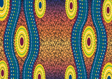 Afrika Balmumu Yazdırma Kumaşı, Etnik el yapımı süs, Etnik ve kabile motifleri geometrik elementler. Vektör dokusu, afro tekstil Ankara moda tarzı. Pareo elbise, batik stili.