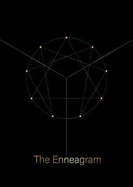 Ikona Enneagramu Zlatá Luxusní Posvátná Geometrie Šablona Loga Diagramu Jedna — Stockový vektor