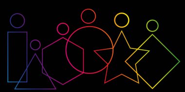 Katılım ve çeşitlilik bilgisel vektör seti, insanlar web sitesi için vektör logosu, gay gururu kavramı 2021, siyah arkaplanda izole edilmiş vektör 