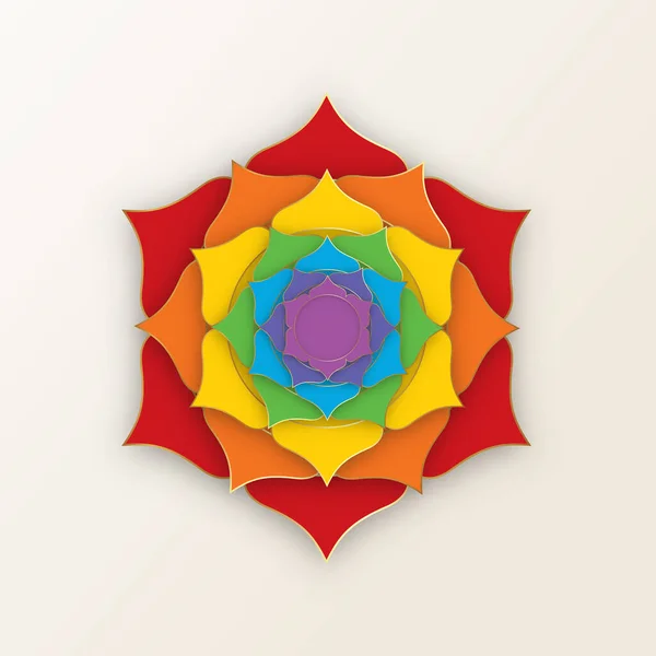 Heiliger Lotus Mit Den Sieben Farben Der Chakren Für Yoga — Stockvektor