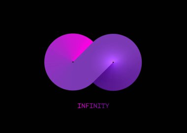 Colorful infinity business logo Template for your design. Eternity concept in purple colorful gradient Vector illustration isolated on black background clipart
