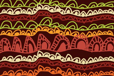 Afrika baskı kumaşı, tasarımın için el yapımı Etnik süs, kabile motifleri geometrik elementler. Vektör dokusu, afro tekstil Ankara moda tarzı. Pareo elbise, Mali 'den halı batiği.