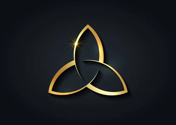 Logotipo Oro Triquetra Nudo Trinitario Símbolo Pagano Celta Triple Diosa — Archivo Imágenes Vectoriales