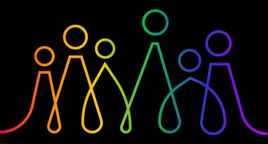 İçerme ve çeşitlilik bilgileri LGBTQ + vektör seti, insanlar web sitesi için vektör logosu, sancak gey gururu 2021 konsepti, siyah arkaplanda izole edilmiş renkli gökkuşağı çizgisi sanat vektörü 