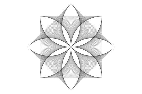 로터스 만다라 기하학의 아이콘 알케미 밀교의 흰색에 고립된 반사기검은 하나님의 — 스톡 벡터