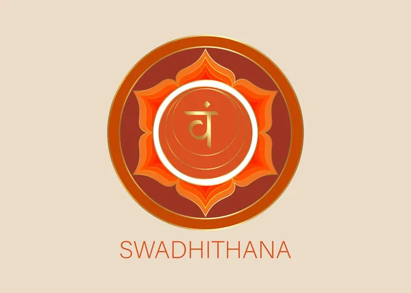 Andra Swadhisthana Chakrat Med Hindu Sanskrit Frö Mantra Vam Orange — Stock vektor