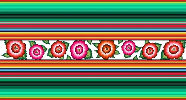Bezešvé Banner Mexické Květinové Výšivky Vzor Etnické Barevné Nativní Květiny — Stockový vektor