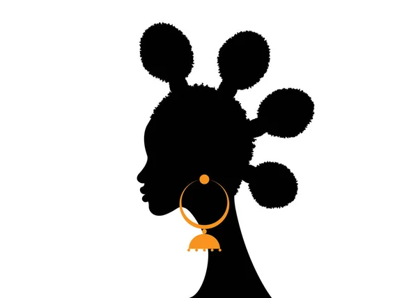 Afro Kapsels Vrouw Haar Broodjes Stijlen Voor Krullend Haar Schoonheid — Stockvector