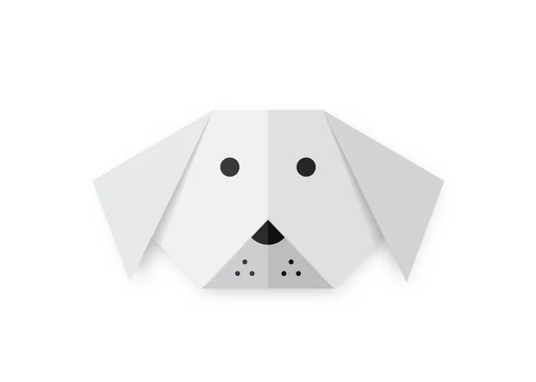 Origami Folded Paper Dog Forma Animal Papel Branco Corte Design — Vetor de Stock