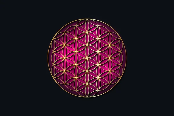 Flor Vida Mandala Espiritual Ouro Geometria Sagrada Brilhante Símbolo Dourado —  Vetores de Stock