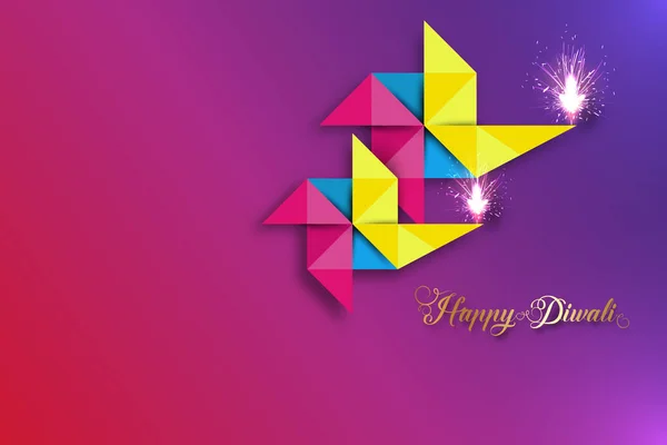 Happy Diwali Festival Lights Celebration Colorful Template Origami Paper Graphic — Stock Vector