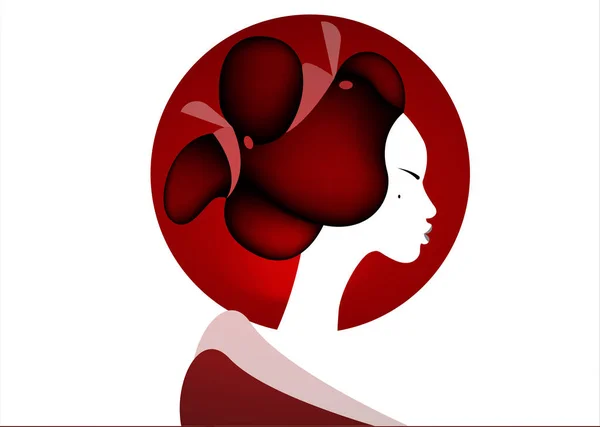Geisha Portrait Young Japanese Woman Ancient Hairstyle Maiko Princess Traditional — Stock Vector