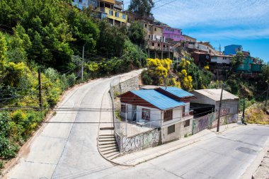 Valparaiso cityscape mavi gökyüzü
