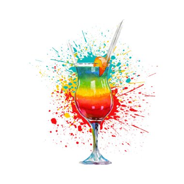 Çok katmanlı suluboya kokteyl