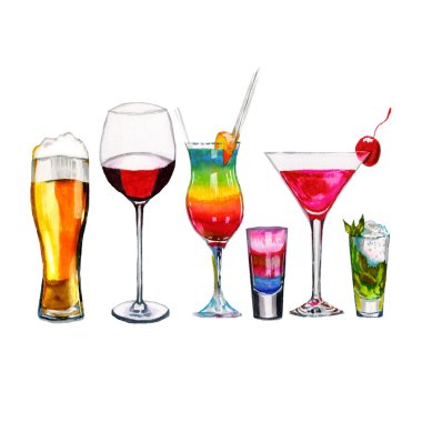renkli kokteyller kümesi
