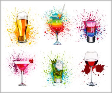 renkli kokteyller kümesi