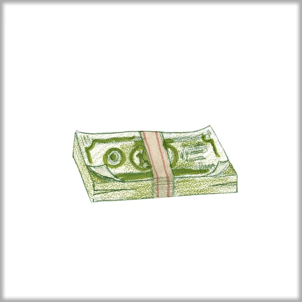 Kézzel rajzolt akvarell pénz — Stock Fotó