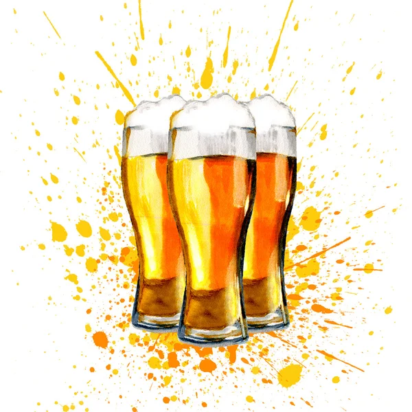 Hand drawn watercolor Beer — Stock Photo, Image