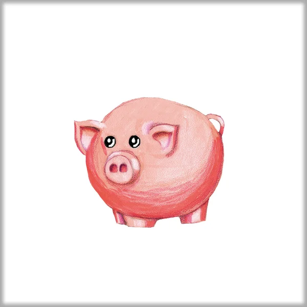 Geïsoleerde aquarel piggy — Stockfoto