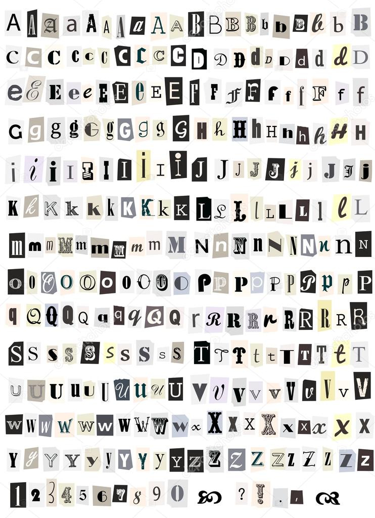Gray alphabet symbols