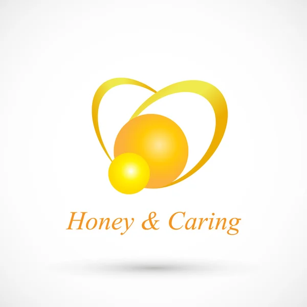 Bee and heart  logo — Stock Vector