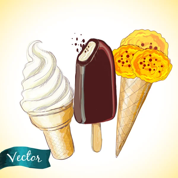 Crèmes glacées ensemble — Image vectorielle